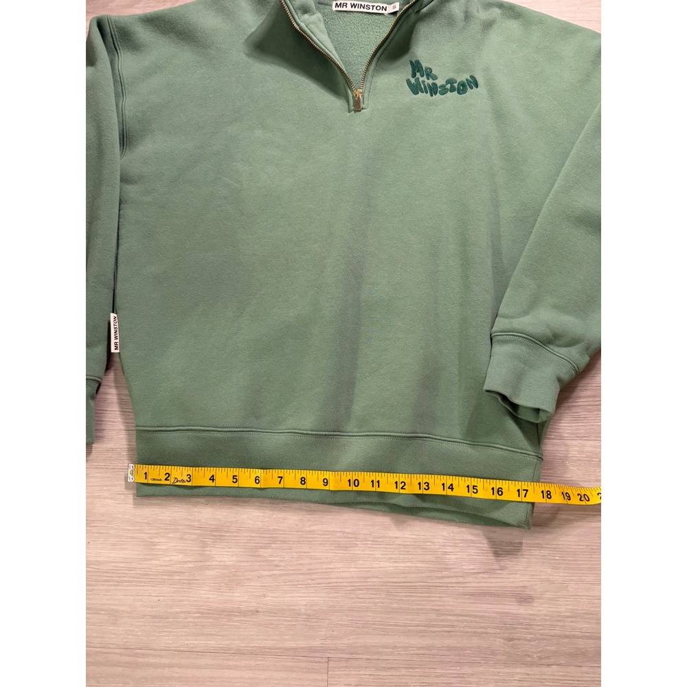 Mr Winston Sage Green Quarter Zip Sweatshirt Oversized Pullover Small - Picture 4 of 11